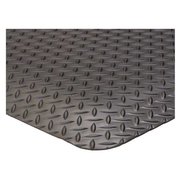 Condor Antifatigue Mat, 3 ft. L x 2 ft. W, 9/16" Thickness, Vinyl, Diamond Plate, Black - 6ENJ1
