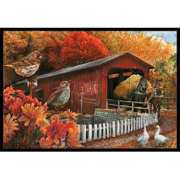 Carolines Treasures Carolines Treasures PTW2004JMAT Fall Covered Bridge Indoor & Outdoor Mat; 24 x 36 in. - PTW2004JMAT