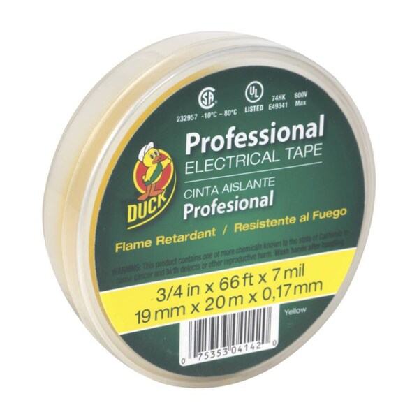 Manc0 Duck Professional Grade 3/4 in. W X 66 ft. L Yellow Vinyl Electrical Tape - 299017