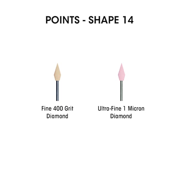 Dedeco SUNBURST POINT 3/32 in DIAMOND TAN 400 GRIT SHAPE 14 1/UNIT - 1058