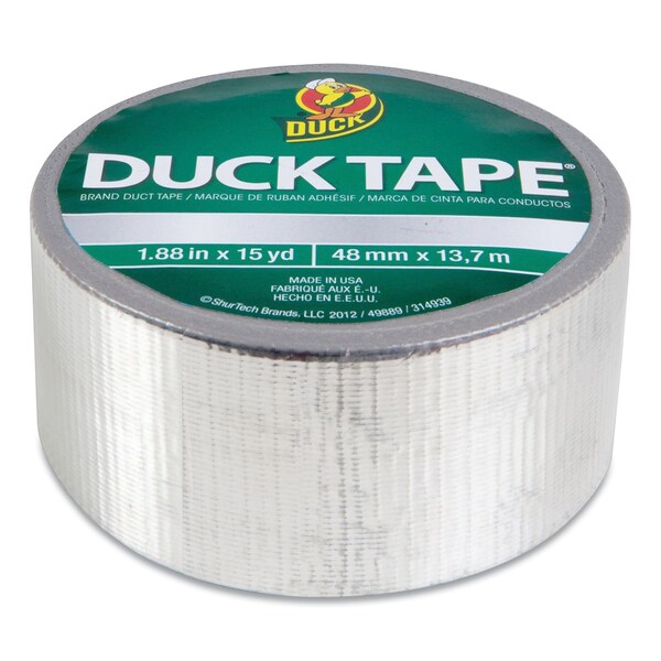 Duck Brand Colored Duct Tape, 3in Core, 1.88in x 10 yds, Chrome - 280621
