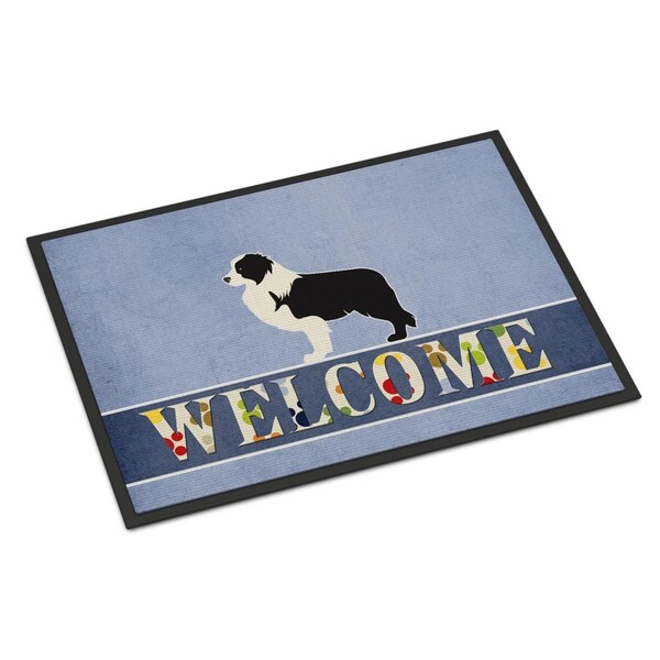 Carolines Treasures 24 x 36 in. Black Border Collie Welcome Indoor or Outdoor Mat - BB5527JMAT
