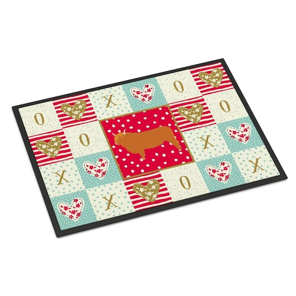 Carolines Treasures 24 x 36 in. Highland Cow Love Indoor or Outdoor Mat - CK5247JMAT