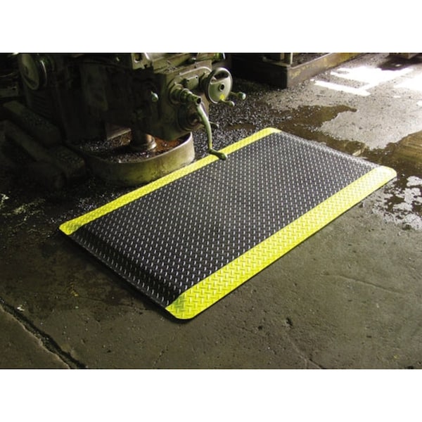 Rhino Mats Antifatigue Mat, 75 in L x 36 in W, 9/16 in Thickness, Vinyl, Black/Yellow - DV-24-BY916