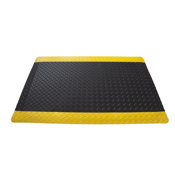 Rhino Mats Antifatigue Mat, 75 in L x 36 in W, 9/16 in Thickness, Vinyl, Black/Yellow - DV-24-BY916