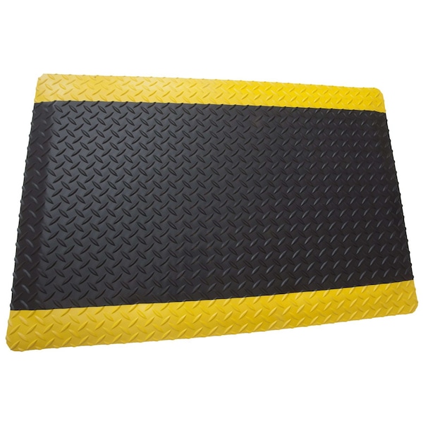 Rhino Mats Antifatigue Mat, 75 in L x 36 in W, 9/16 in Thickness, Vinyl, Black/Yellow - DV-24-BY916