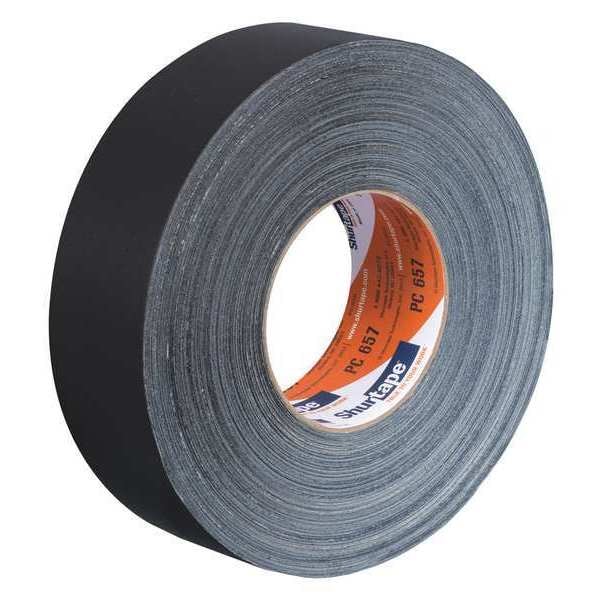 Shurtape Duct Tape, 55m L, Adhesion 104 oz/in, Black - PC 657 BLK-48MM X 55M-24 RLS/CS