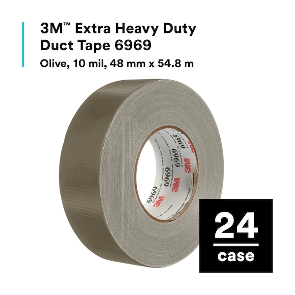 3M Duct Tape, 2 In x 60 yd, 10.5 mil, Olive - 6969