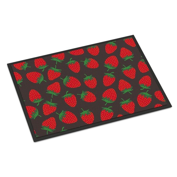 Carolines Treasures Strawberries on Grey Indoor or Outdoor Mat, 18 x 27 in. - BB5137MAT