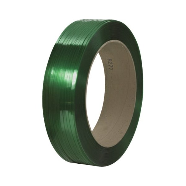 Partners Brand Signode Comparable Polyester Strapping, Smooth, 16" x 6" Core, 7/16" x 9000, Green, 1/Coil - PS5933