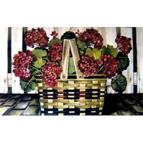 Custom Printed Rugs Custom Printed Rugs AWV063 Geranium 18 x 30 in. Doormat Rug; Orange; Red - AWV063