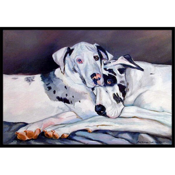 Carolines Treasures 18 x 27 in. Harlequin Natural Great Danes Indoor Outdoor Mat - 7163MAT