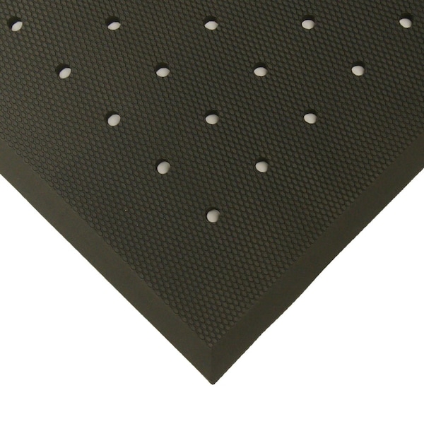 Rubber-Cal Antifatigue Mat, 5 ft. L x 3 ft. W, 3/4 in Thickness, Rubber, Black - 03-233-DH-BK-35