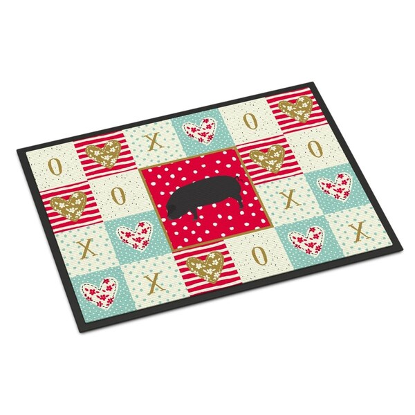 Carolines Treasures 18 x 27 in. Devon Large Black Pig Love Indoor or Outdoor Mat - CK5358MAT