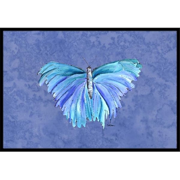 Carolines Treasures Carolines Treasures 8855JMAT 24 x 36 in. Butterfly On Slate Blue Indoor Or Outdoor Doormat - 8855JMAT