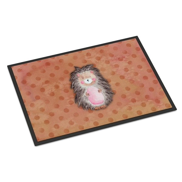 Carolines Treasures 18 x 27 in. Polkadot Hedgehog Watercolor Indoor or Outdoor Mat - BB7378MAT