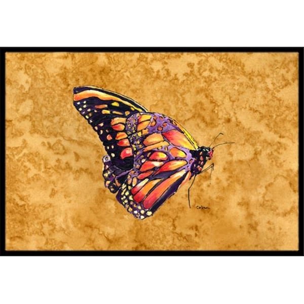 Carolines Treasures Carolines Treasures 8858JMAT 24 x 36 in. Butterfly On Gold Indoor Or Outdoor Doormat - 8858JMAT