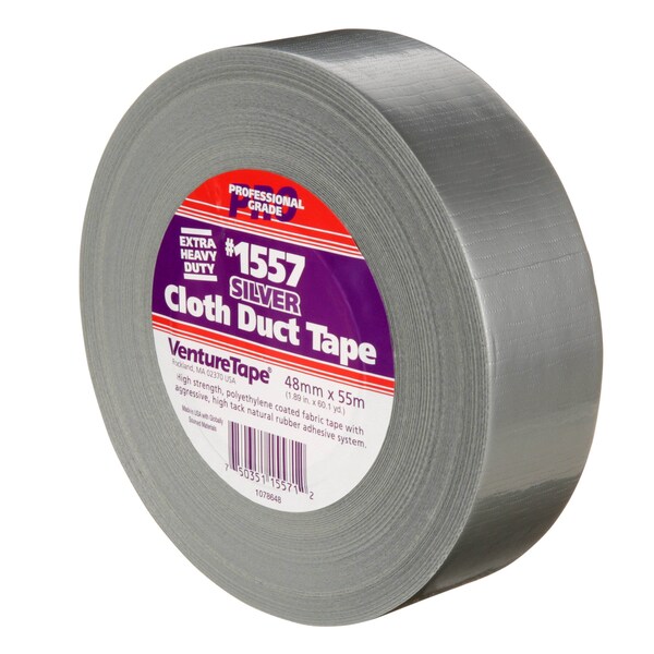 3M VentureTape Premium Cloth Duct Tape, 2 IN x 60 Yards, Silver, 1557 - 7100043944