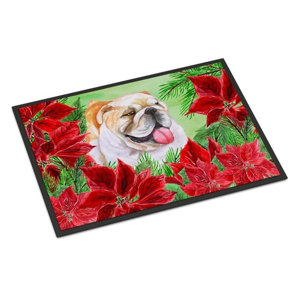 Carolines Treasures English Bulldog Poinsettas Indoor or Outdoor Mat, 18 x 27 in. - CK1288MAT