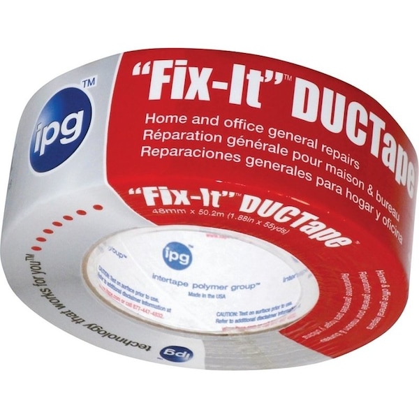Intertape Duct Tape, 45 yd L, 1.88 in W, Poly-Coated Cloth Backing, Silver - 6945