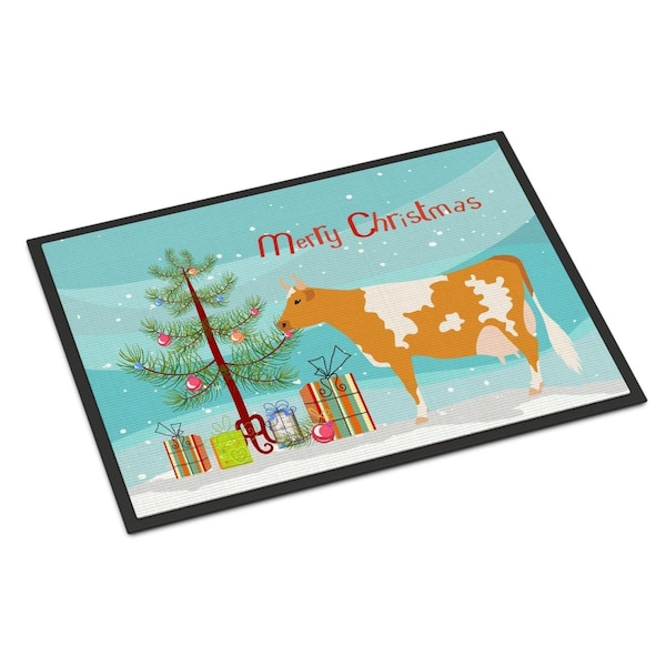 Carolines Treasures Guernsey Cow Christmas Indoor or Outdoor Mat, 24 x 36 in. - BB9188JMAT