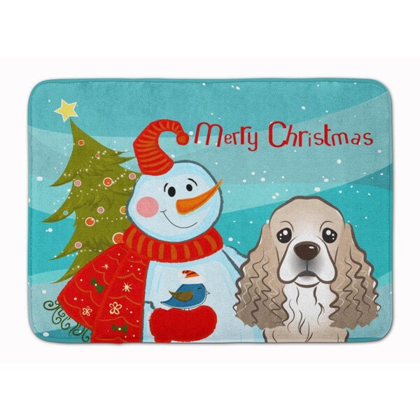 Carolines Treasures Snowman with Cocker Spaniel Machine Washable Memory Foam Mat - BB1836RUG