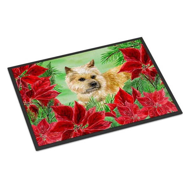 Carolines Treasures Cairn Terrier Poinsettas Indoor or Outdoor Mat - 18 x 27 in. - CK1338MAT
