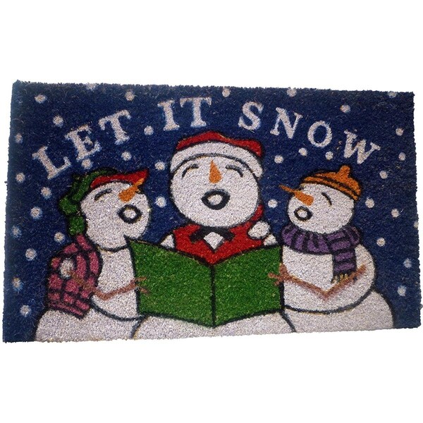 Geo Crafts 18 x 30 in. PVC Backed Coir Doormat, Let it Snow Snowmen - G158 SNOWMEN