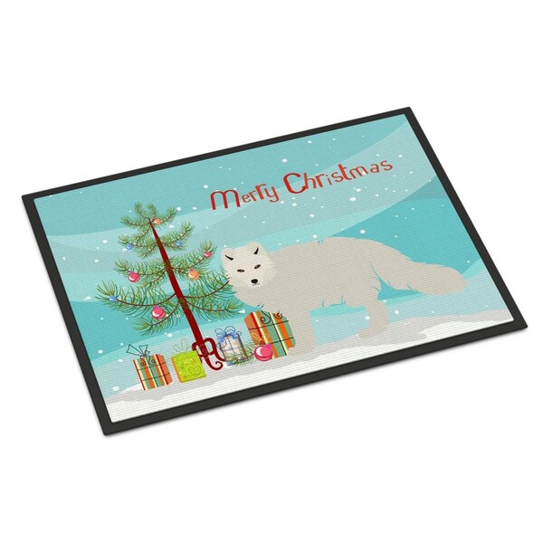 Carolines Treasures White Arctic Fox Christmas Indoor or Outdoor Mat - 18 x 27 in. - BB9244MAT