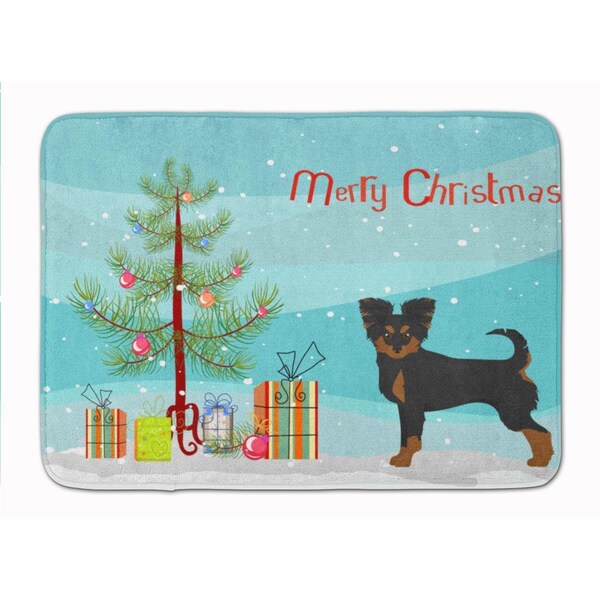 Carolines Treasures Black & Tan Chion Christmas Tree Machine Washable Memory Foam Mat - CK3813RUG
