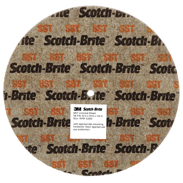 Scotch-Brite Unitized Wheel, 1 in Dia, 1/8 in W, 1/8 in Arbor Hole - 7010364763