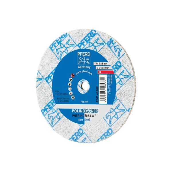 Pferd Unitized Wheel, 8AM, 3"x1/4"x1/4", 3 in Dia, 1/8 in W, 1/4 in Arbor Hole - 48288