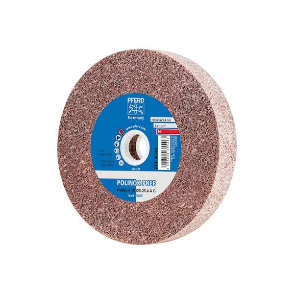 Pferd Unitized Wheel, 8Ac, 6"x1"x1", 6 in Dia, 1 in W, 1 in Arbor Hole - 48429