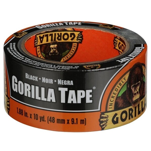 Gorilla Glue All Weather Permanent Tape, Roll, 10 yd L, 1.88 in W, Polyethylene, Black - 110418