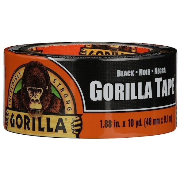 Gorilla Glue All Weather Permanent Tape, Roll, 10 yd L, 1.88 in W, Polyethylene, Black - 110418