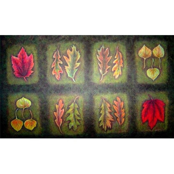 Custom Printed Rugs Custom Printed Rugs AWV056 Fallen Leaves Doormat Rug; Multi-Color - 18 x 30 in. - AWV056
