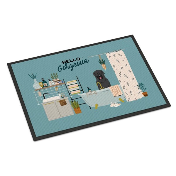 Carolines Treasures 24 x 36 in. Black Russian Terrier in Bathtub Indoor or Outdoor Mat - CK7448JMAT