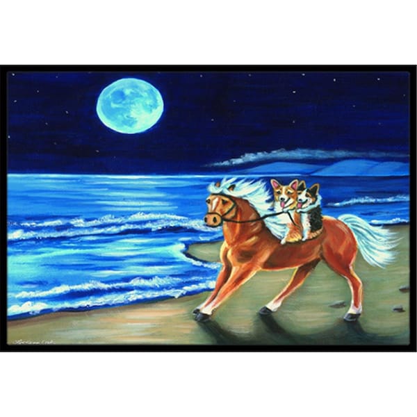 Carolines Treasures Corgi Beach Ride On Horse Indoor and Outdoor Mat- 24 x 36 in. - 7318JMAT