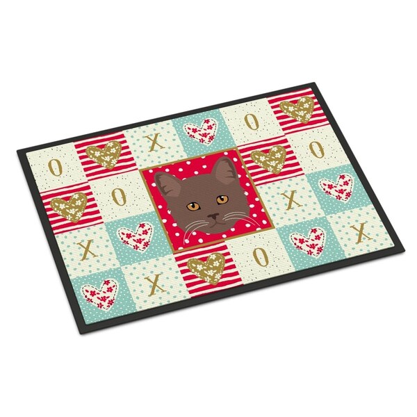 Carolines Treasures 24 x 36 in. York Chocolate Cat Love Indoor or Outdoor Mat - CK5178JMAT