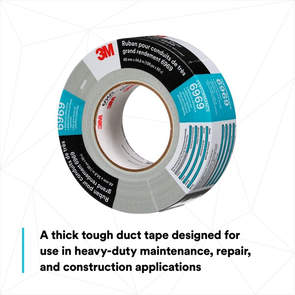 3M Duct Tape, 10.7 Mil, 2"x60 yds., Silver, PK24 - T9876969