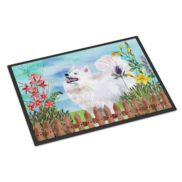 Carolines Treasures Samoyed Spring Indoor or Outdoor Mat - 18 x 27 in. - CK1253MAT
