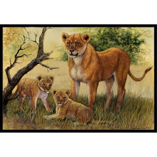 Carolines Treasures Lion and Cubs by Daphne Baxter Indoor or Outdoor Mat- 24 x 36 - BDBA0307JMAT