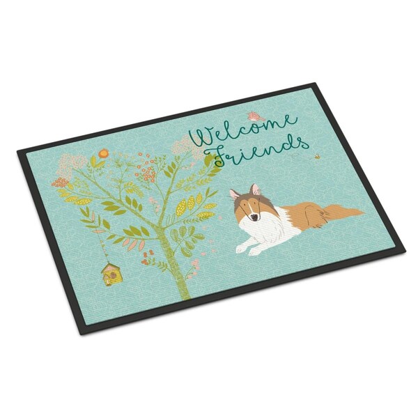 Carolines Treasures Welcome Friends Collie Indoor or Outdoor Mat, 24 x 36 in. - BB7584JMAT