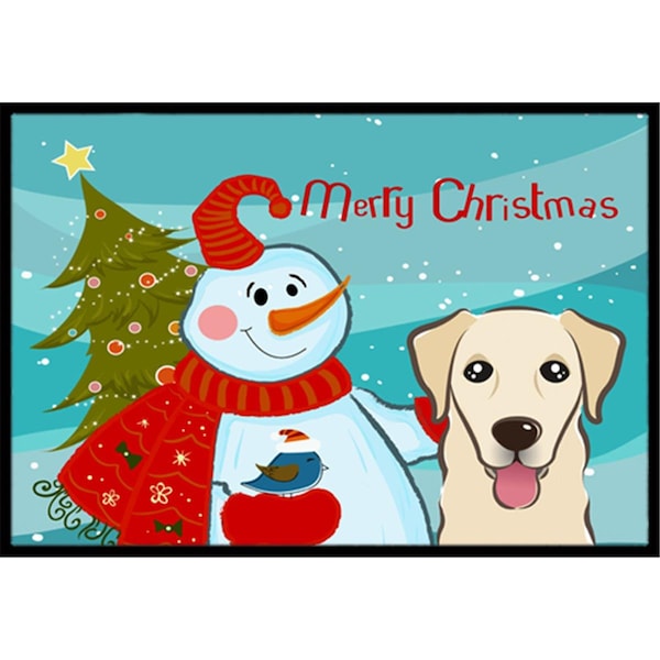 Carolines Treasures Snowman With Golden Retriever Indoor and Outdoor Mat- 18 x 27 in. - BB1872MAT