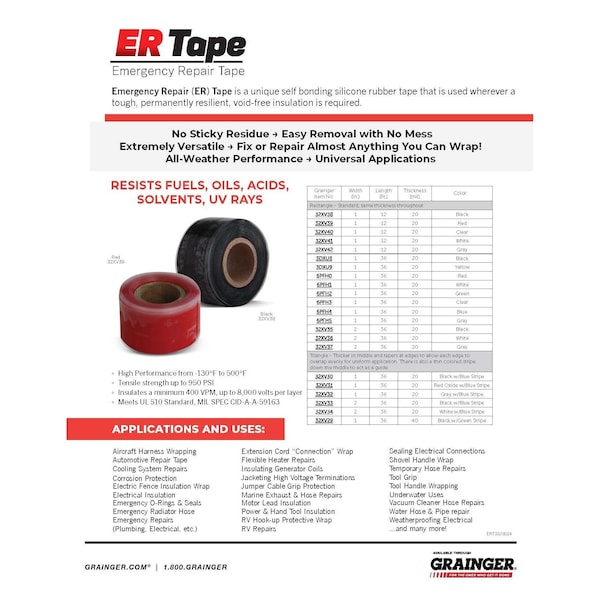 Er Tape Rectangle Self Fusing Tape, 2 In., White - GL20W73REC