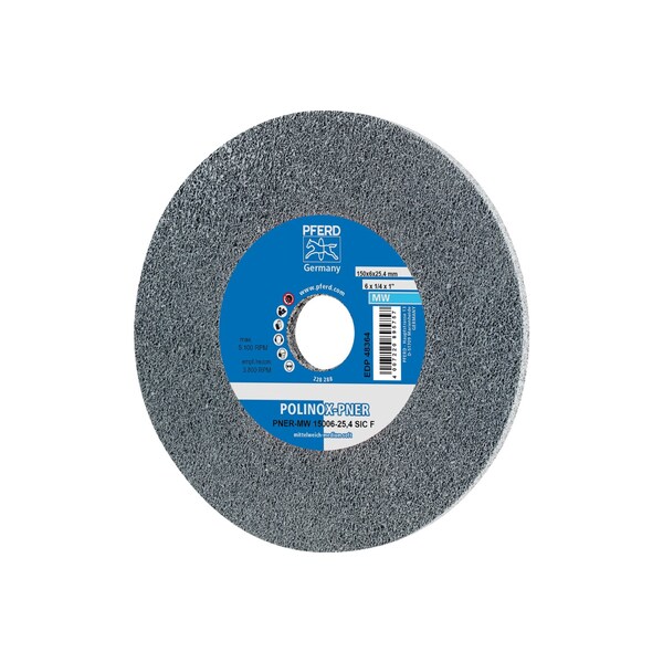 Pferd Unitized Wheel, 3Sf, 6"x1/4"x1", 6 in Dia, 1/4 in W, 1 in Arbor Hole - 48364