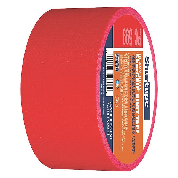 Shurtape Duct Tape, 55m L, 5-15/16 in. D, Red - PC 009 RED-72MM X 55M-16 RLS/CS