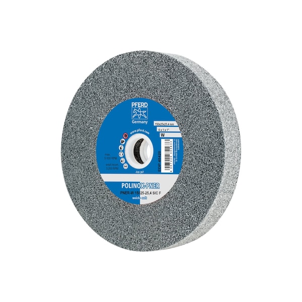 Pferd Unitized Wheel, 2Sf, 6"x1"x1", 6 in Dia, 1 in W, 1 in Arbor Hole - 48420