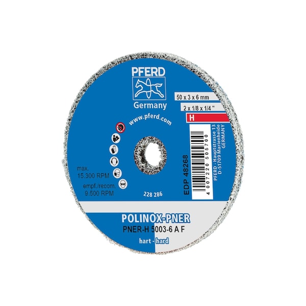 Pferd Unitized Wheel, 8Am, 2"x1/8"x1/4", 2 in Dia, 1/8 in W, 1/4 in Arbor Hole - 48268