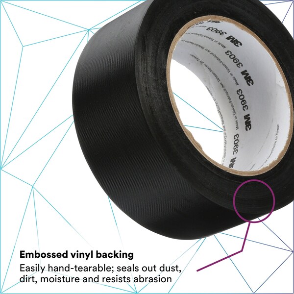 3M Duct Tape, 6.3 Mil, 2"x50 yds., Black, PK24 - T9873903B